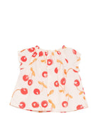 Blusa per neonata Bonpoint beige con stampa ciliegie all-over S06XBLW00012 603A BONPOINT KIDS 