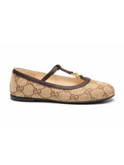 Ballerine per bambina Gucci Kids beige in tela con motivo GG 750609FACYJ 9754 GUCCI KIDS 