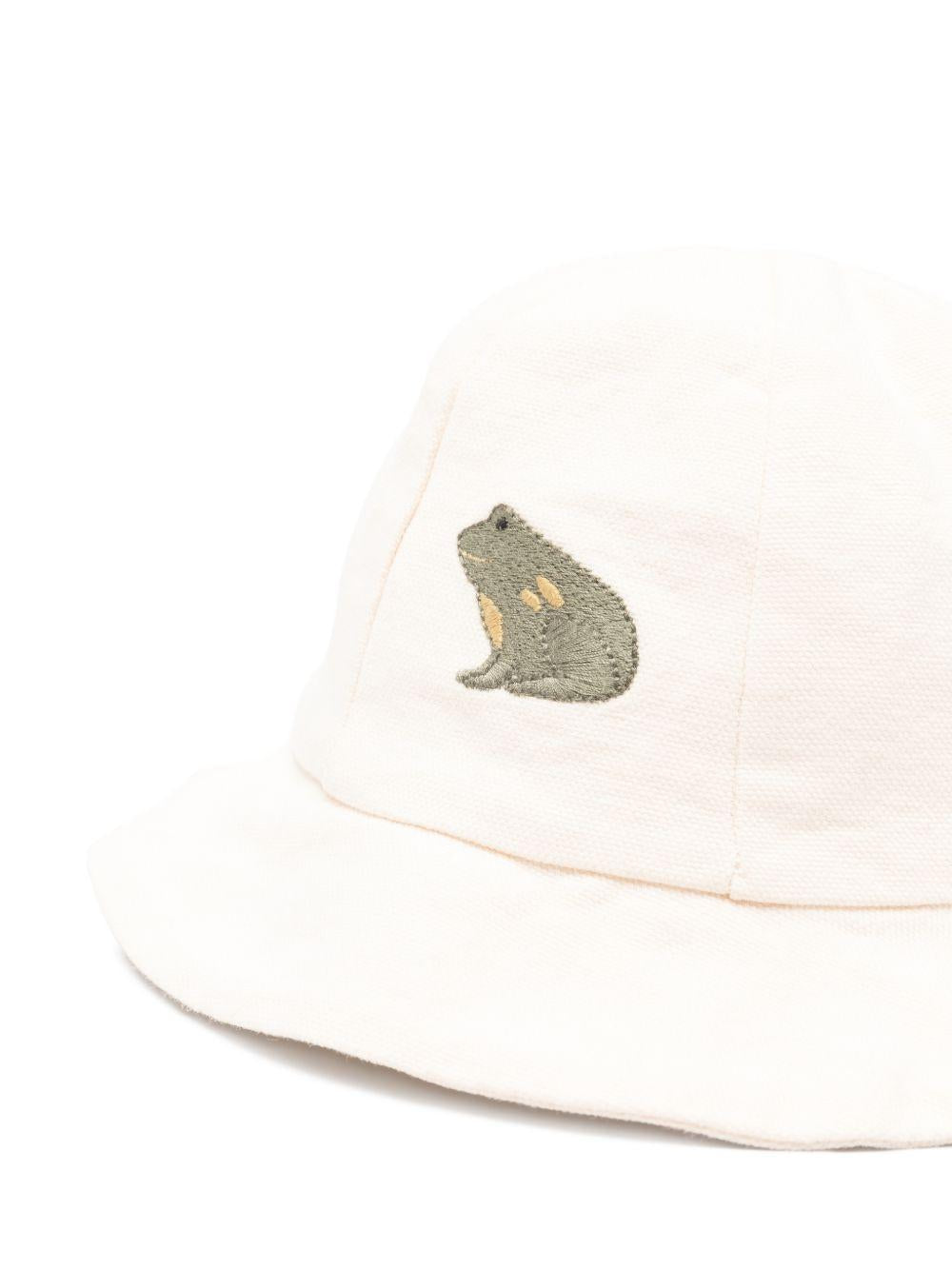 Cappello da pescatore per neonato Donsje beige con ricamo rana 4099203 00003 DONSJE KIDS 