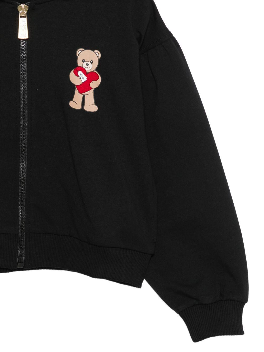 Felpa per bambina Moschino Kids nera con dettaglio Teddy Bear HDF06TLDA63 60100 MOSCHINO KIDS 
