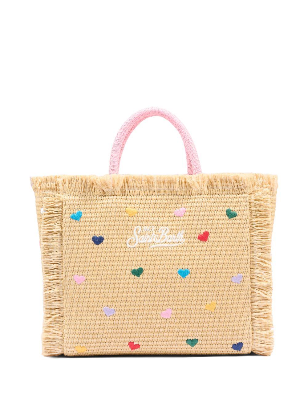 Borsa Colette MC2 Saint Barth beige con cuoricini ricamati all-over COL0017 00344L MC2 ST. BARTH KIDS 