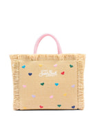 Borsa Colette MC2 Saint Barth beige con cuoricini ricamati all-over COL0017 00344L MC2 ST. BARTH KIDS 