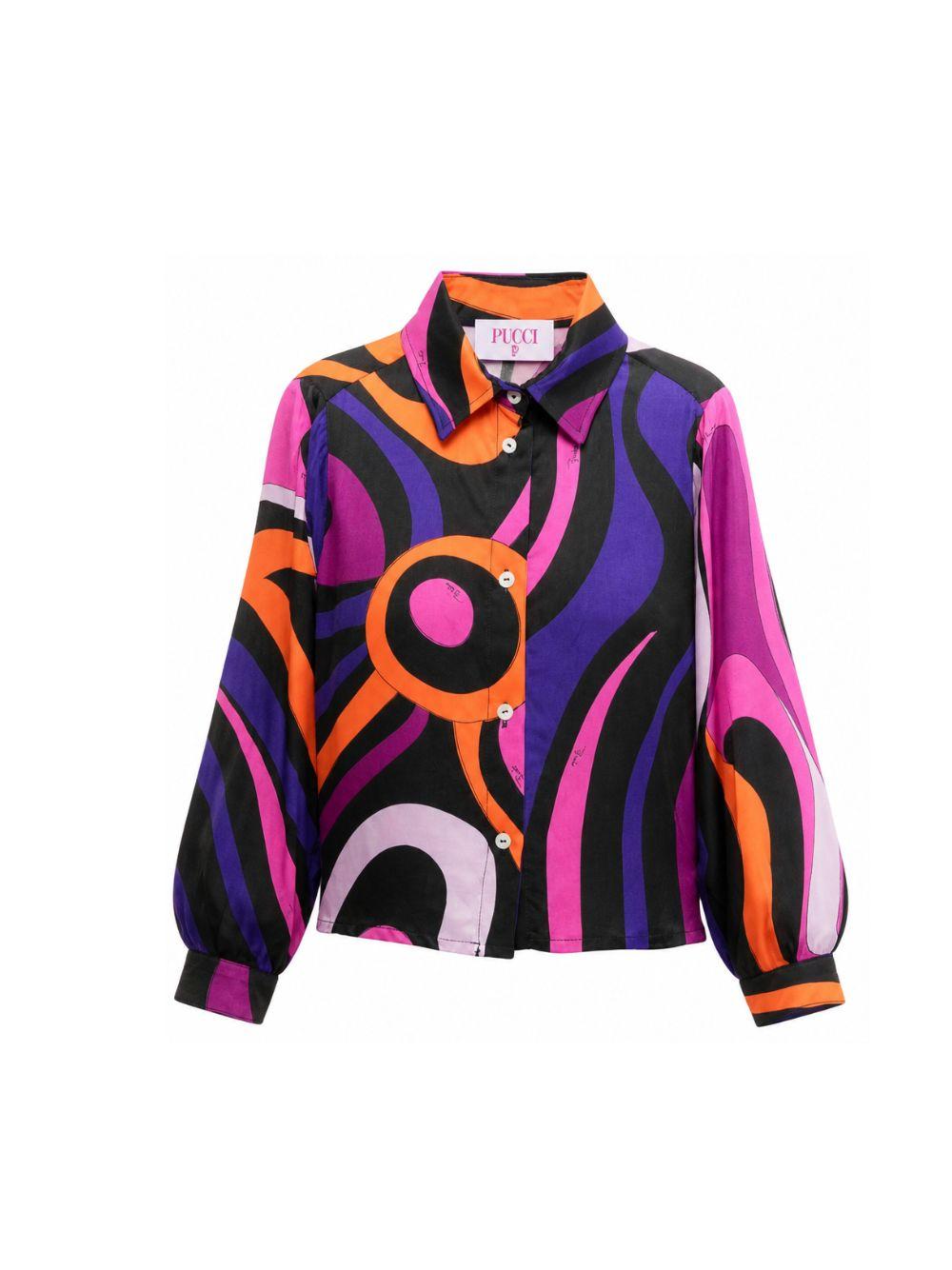 Camicia per bambina Emilio Pucci Junior multicolore con stampa Marmo PZ5A00 K0298 930FU EMILIO PUCCI KIDS 