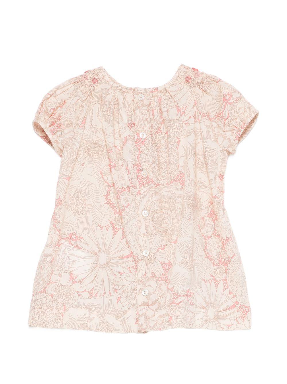 Abito per neonata Bonpoint beige con stampa a fiori all-over S06XDRW00020 522 BONPOINT KIDS 