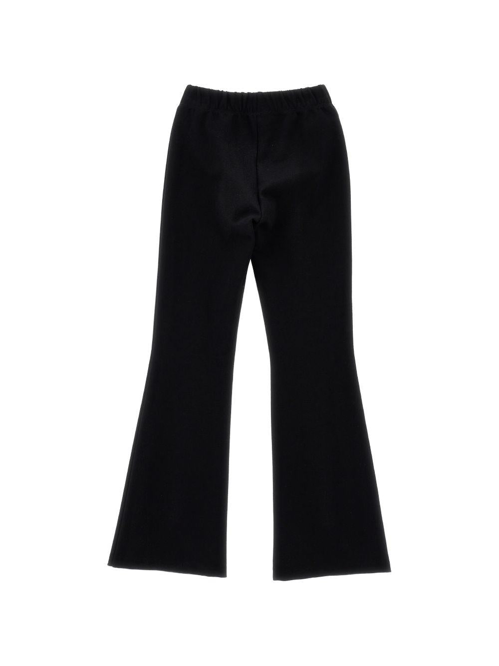 Pantaloni svasati per bambina Monnalisa Kids neri con placca logo 17H403 8220 0050 MONNALISA KIDS 