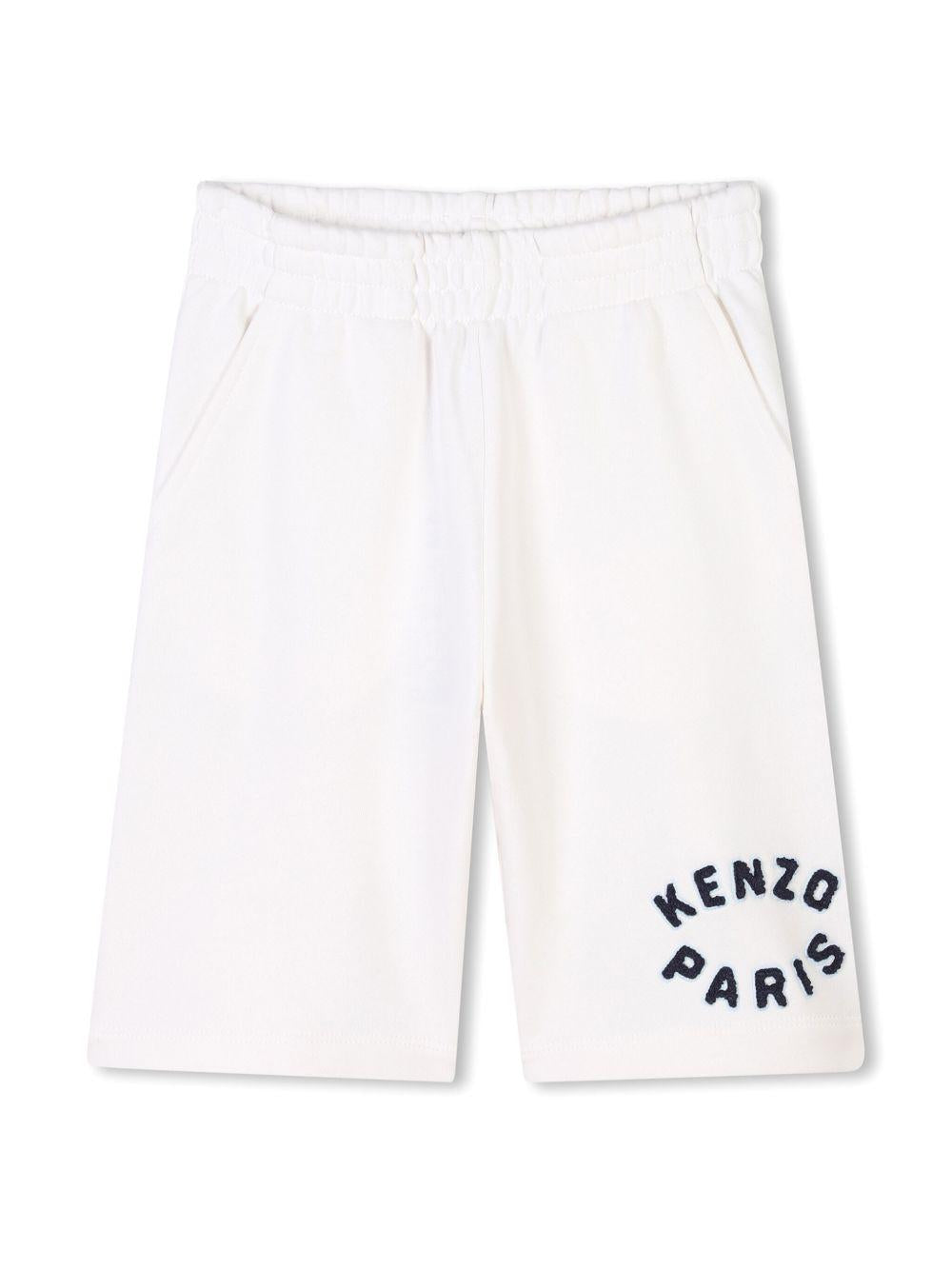 Bermuda per bambino Kenzo Kids bianco con applicazione logo sulla gamba K61181 117 KENZO KIDS 