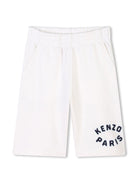 Bermuda per bambino Kenzo Kids bianco con applicazione logo sulla gamba K61181 117 KENZO KIDS 