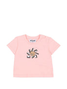 T-shirt per neonata Moschino Kids rosa con motivo Teddy Bear MXM047LAA02 50209 MOSCHINO KIDS 