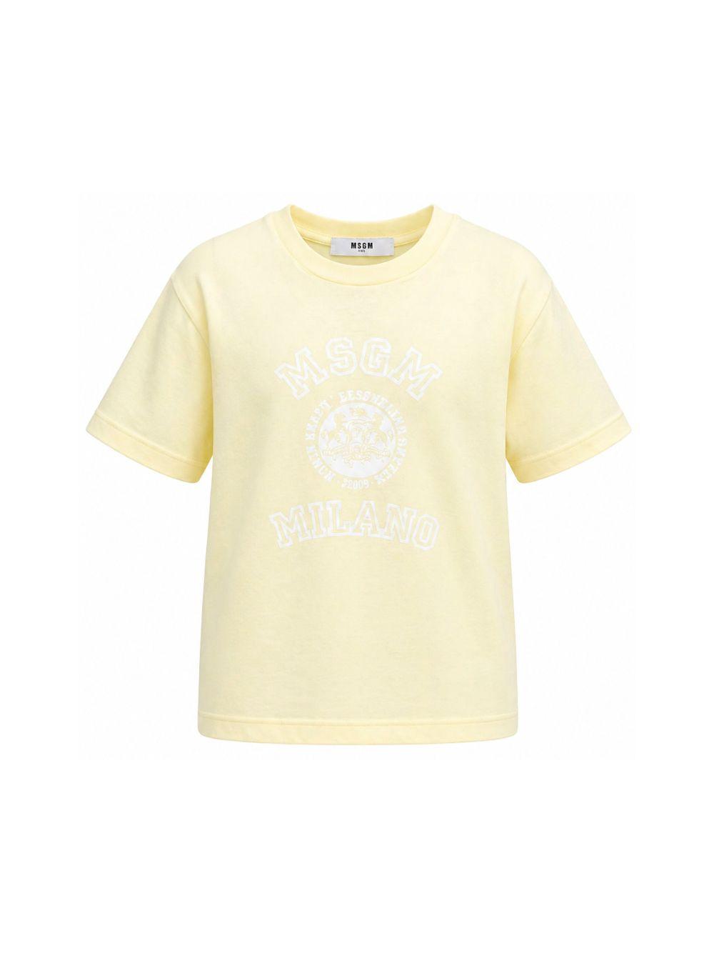 T-shirt per bambini MSGM Kids giallo con stampa sul davanti S6MSJUTH059 MS075 MSGM KIDS 