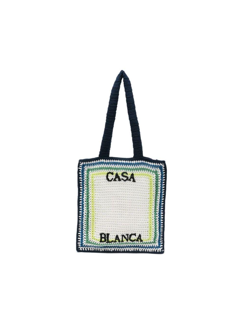 Borsa tote per bambina Casablanca Kids multicolor con ricamo logo ASP26BAG18701 WHITE/ BLUE STRIPE CASABLANCA KIDS 