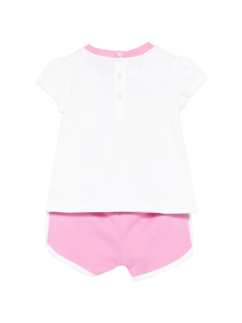 Completo t-shirt e shorts per neonata Polo Ralph Lauren Kids bianco e rosa con stampa grafica 310B14162 001 Ralph Lauren kids 