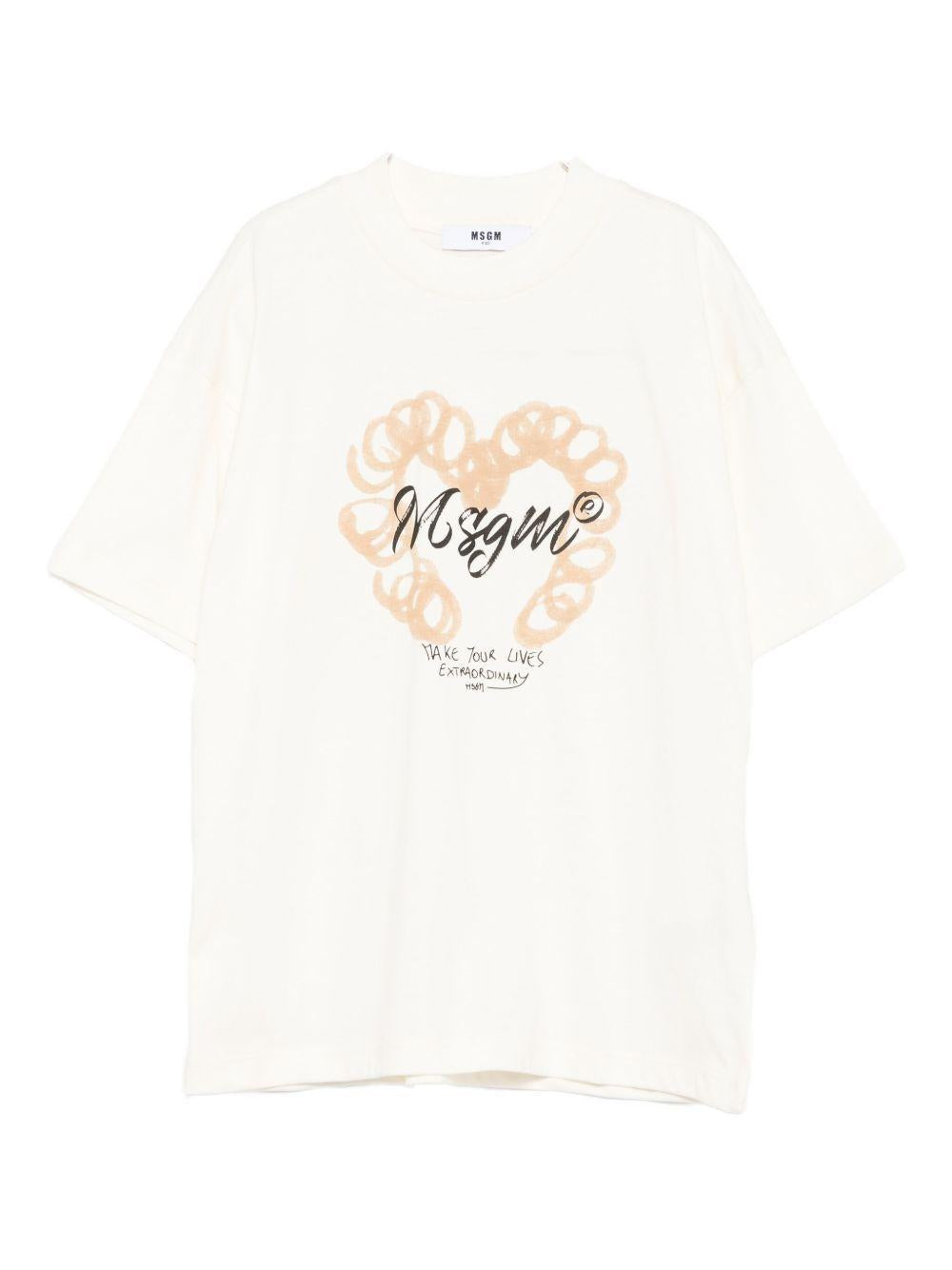 T-shirt per bambina MSGM Kids bianca con logo sul davanti F5MSJGTH080 013 MSGM KIDS 