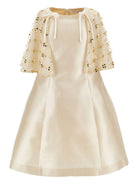 Abito per bambina Monnalisa beige con mantella con decorazione floreale 71G919RM 7997 0003 MONNALISA KIDS 