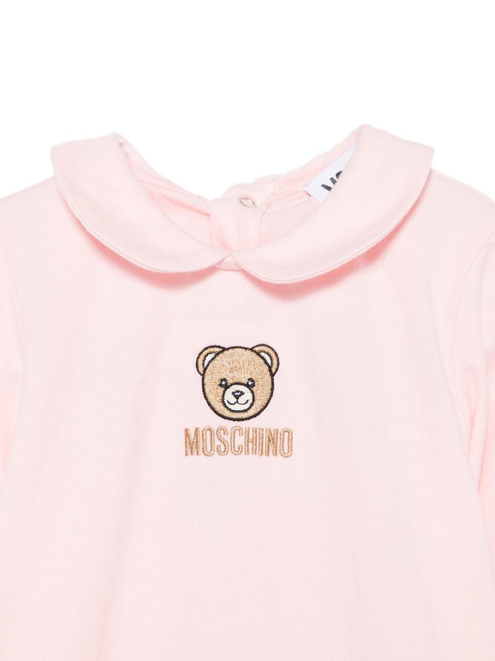 Tutina per neonata Moschino Kids rosa con colletto alla Peter Pan MOY06ZLAA23 50209 MOSCHINO KIDS 