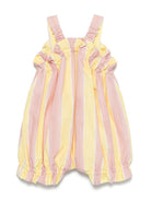 Salopette per neonata Fendi Kids rosa con righe gialle e ruches sul davanti BFL086 AS67 F1R0X FENDI KIDS 