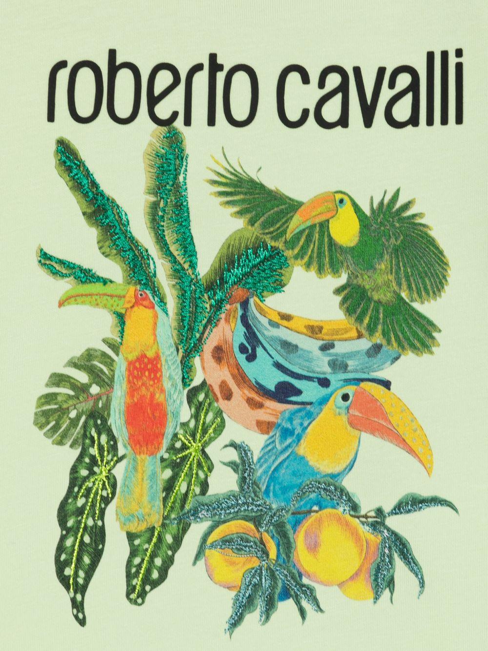 T-shirt per neonato Roberto Cavalli Kids verde con stampa grafica tropicale CIP26083TS GREEN LET. ROBERTO CAVALLI KIDS 