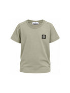 T-shirt per bambino Stone Island Kids verde con applicazione logo sul davanti L2S162100003S0047 V0068 STONE ISLAND KIDS 