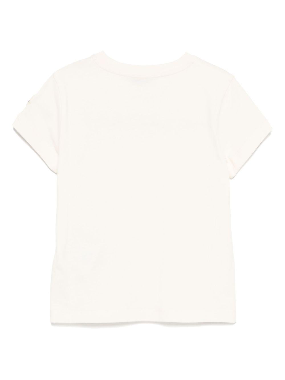T-shirt per bambina Moncler Enfant beige chiaro con stampa logo L19548C0000989AT9 050 MONCLER KIDS 