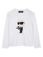 T-shirt per bambino Karl Lagerfeld Kids Ikonik Karl bianco a maniche lunghe Z30953 10P KARL LAGERFELD KIDS 