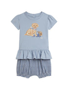 Completo t-shirt e shorts per neonato Polo Ralph Lauren Kids blu con stampa cagnolino sul davanti 310A12840 001 Ralph Lauren kids 
