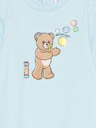 Pigiama per neonato Moschino Kids azzurro con stampa grafica Teddy bear MUT04RLCA19 40304 MOSCHINO KIDS 