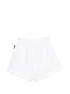 Shorts per bambina Moschino Kids bianco con stampa sul davanti HDQ01YLLA10 10101 MOSCHINO KIDS 