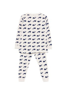 Set t-shirt e pantaloni per bambino Petit Bateau bianco con stampa balene all-over A0DBO 01 PETIT BATEAU 