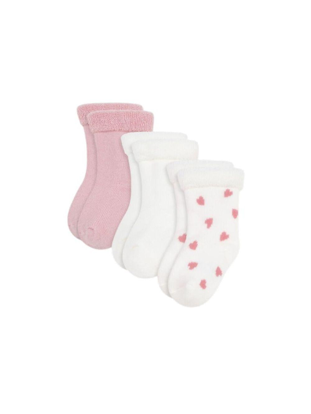Calzini per neonata Petit Bateau rosa con orli a coste (3 pezzi) A0DVC 00 PETIT BATEAU 