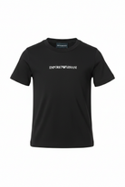 T-shirt per bambino Emporio Armani Kids nera con logo sul davanti EB000421 AF15013 MC194 EMPORIO ARMANI KIDS 