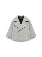 Blazer per bambina Balmain Kids grigio in doppiopetto con maniche ampie BZ2H10 E0254 806OR BALMAIN KIDS 