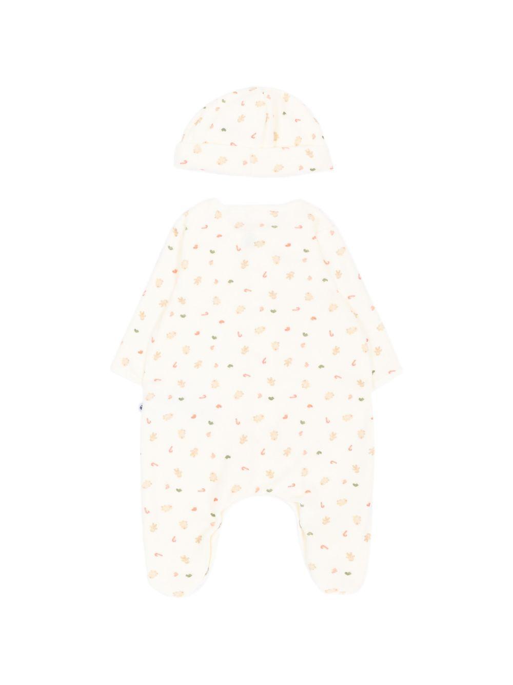 Set tutina e cappellino per neonati Petit Bateau Kids bianco con stampa grafica all-over A0GDR 00 PETIT BATEAU KIDS 