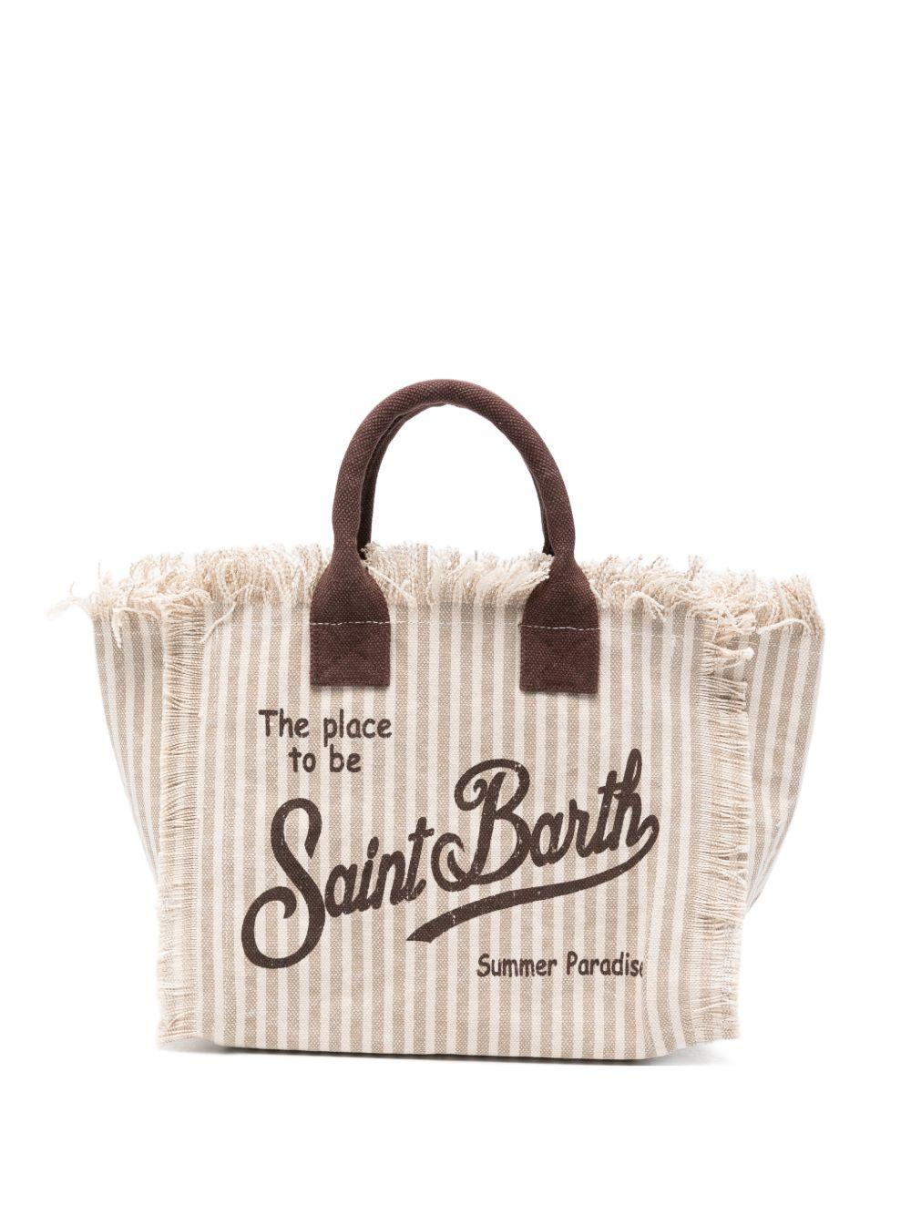Borsa Colette MC2 Saint Barth bianca e beige con motivo a righe COL0001 03450L MC2 ST. BARTH KIDS 