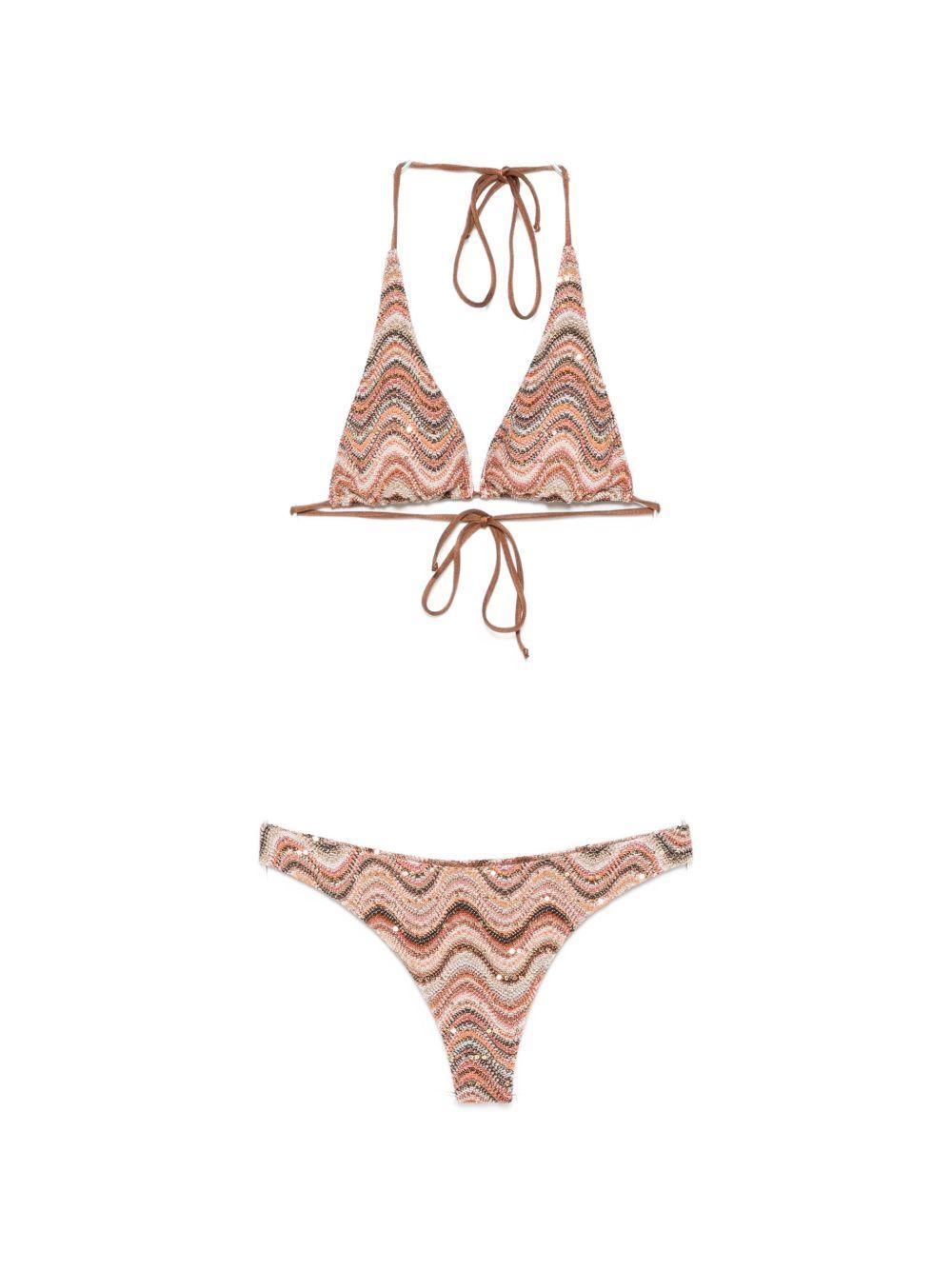 Bikini da donna Naomi MC2 Saint Barth marrone con motivo a zigzag NAO0001 07725L MC2 ST. BARTH 