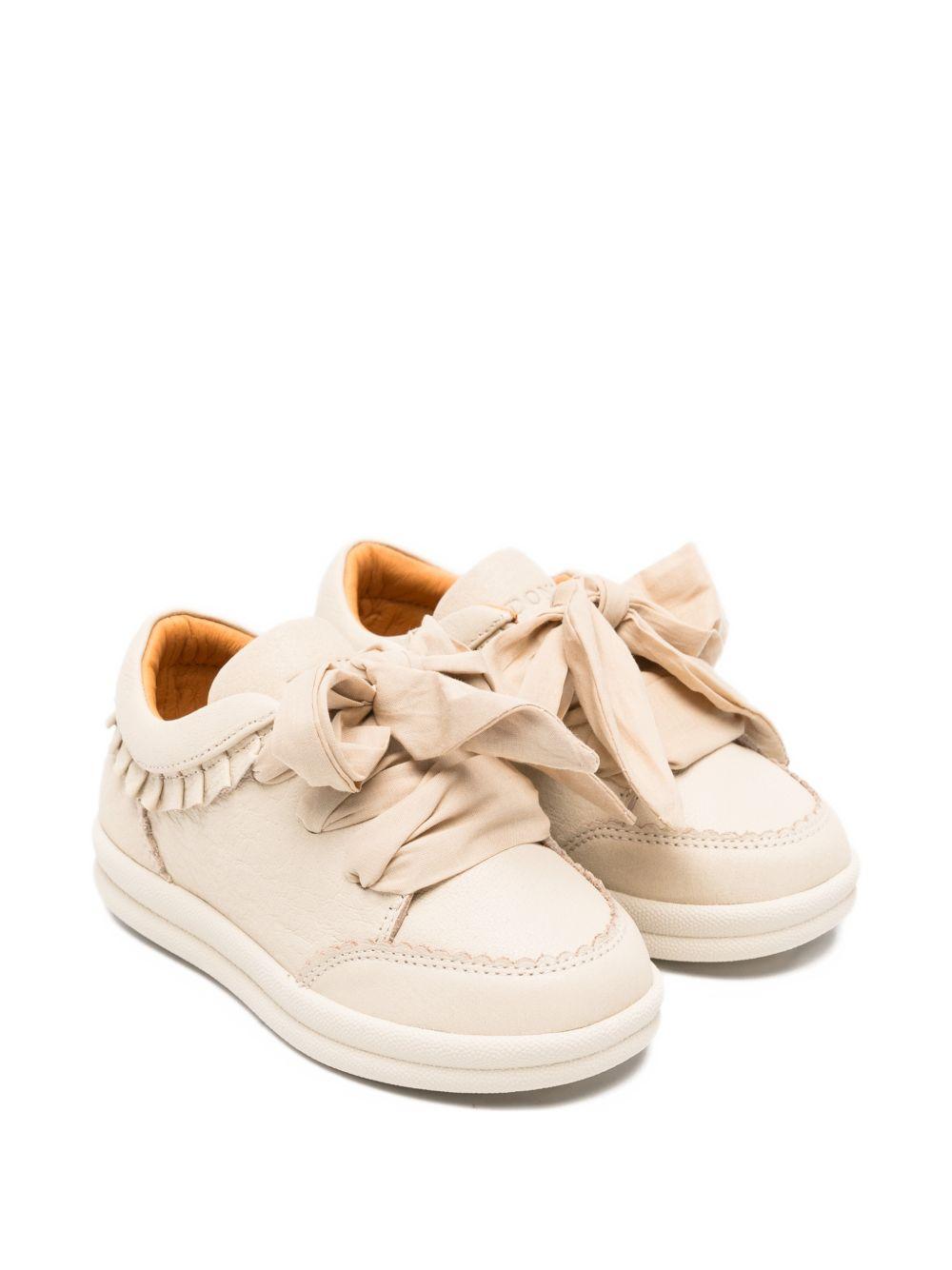 Sneakers per bambina Donsje Lexley beige con volant 2029000 CL044 DONSJE KIDS 