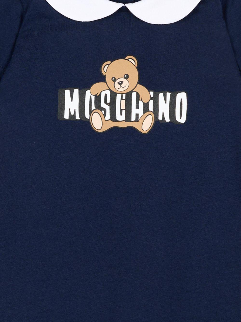 Tutina per neonato Moschino Kids blu con colletto alla Peter Pan MNY03YLAA03 40016 MOSCHINO KIDS 