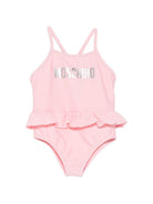 Costume da bagno per neonata Moschino Kids rosa con stampa logo sul davanti MBL00SXM100 50209 MOSCHINO KIDS 