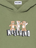 Felpa per bambini Moschino Kids verde con stampa tre Teddy Bear HQF07KLCA89 30037 MOSCHINO KIDS 