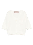 Cardigan per neonato La Stupenderia bianco con design lavorato a maglia WCCR63 802 LA STUPENDERIA 