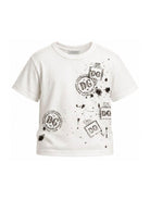 T-shirt per bambino Dolce & Gabbana Kids bianca con stampa grafica con logo L4JTHV G7PZC W0111 DOLCE & GABBANA KIDS 