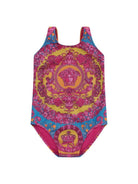 Costume per bambina Versace Kids multicolor con medusa sul davanti 10214761A16912 5PF70 VERSACE KIDS 