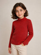 Maglione per bambina Monnalisa Kids rosso con motivo a coste 17HLUC 8212 0043 MONNALISA KIDS 