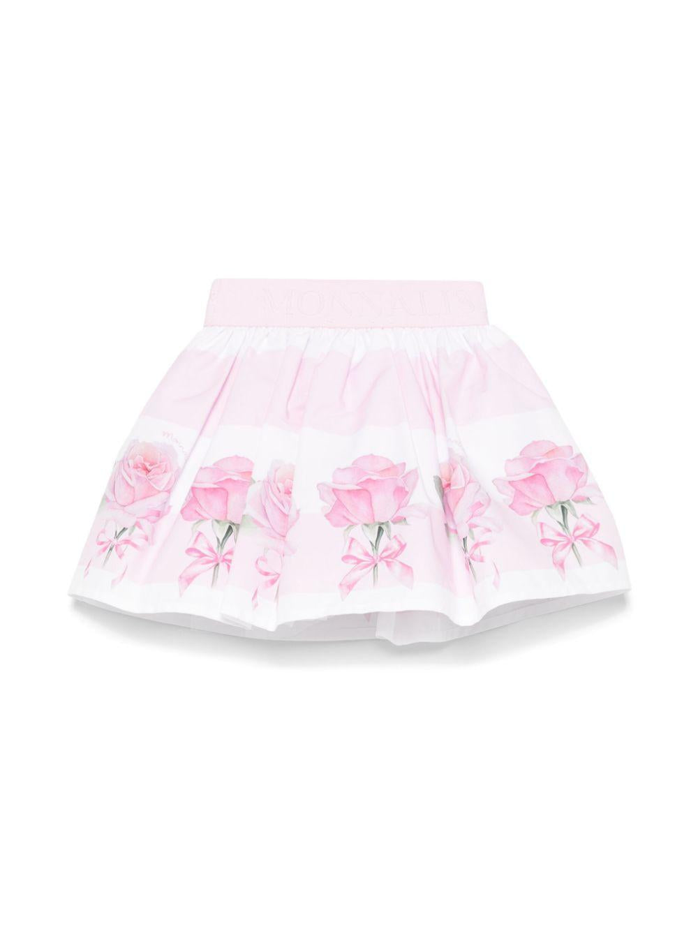 Gonna per neonata Monnalisa rosa con stampa rose all-over 31E700 5653 9990 MONNALISA 
