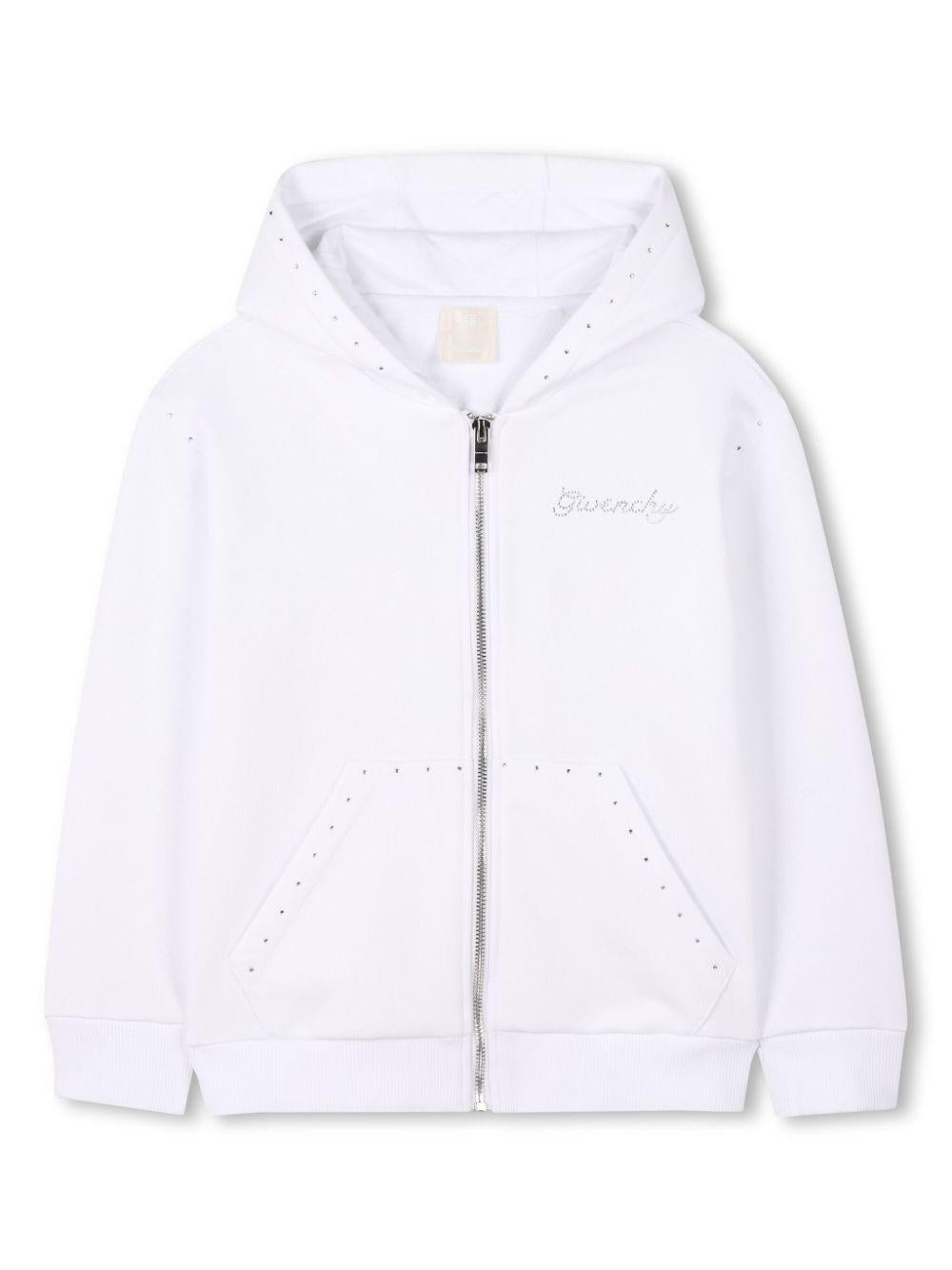 Felpa per bambina Givenchy Kids bianco con decorazione strass H30772 10P GIVENCHY KIDS 