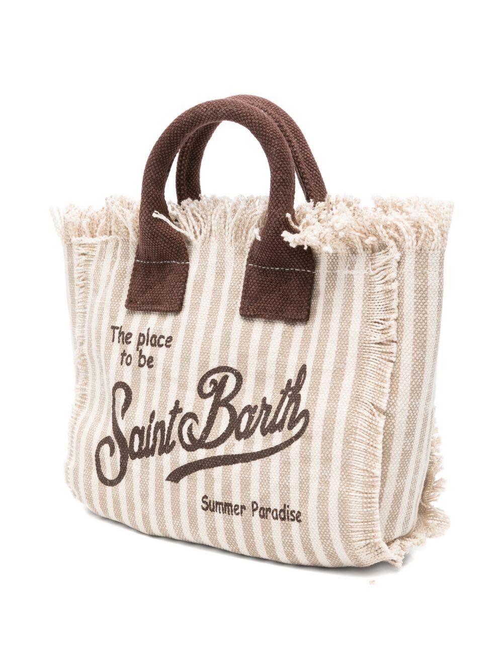 Borsa Vanity Mini MC2 Saint Barth beige con motivo a righe VAMI001 03450L MC2 ST. BARTH KIDS 