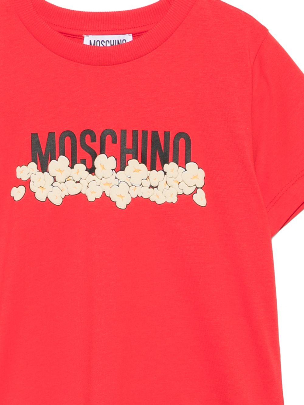 T-shirt per bambini Moschino Kids rossa con stampa grafica con logo H6M058LAA20 50109 MOSCHINO KIDS 