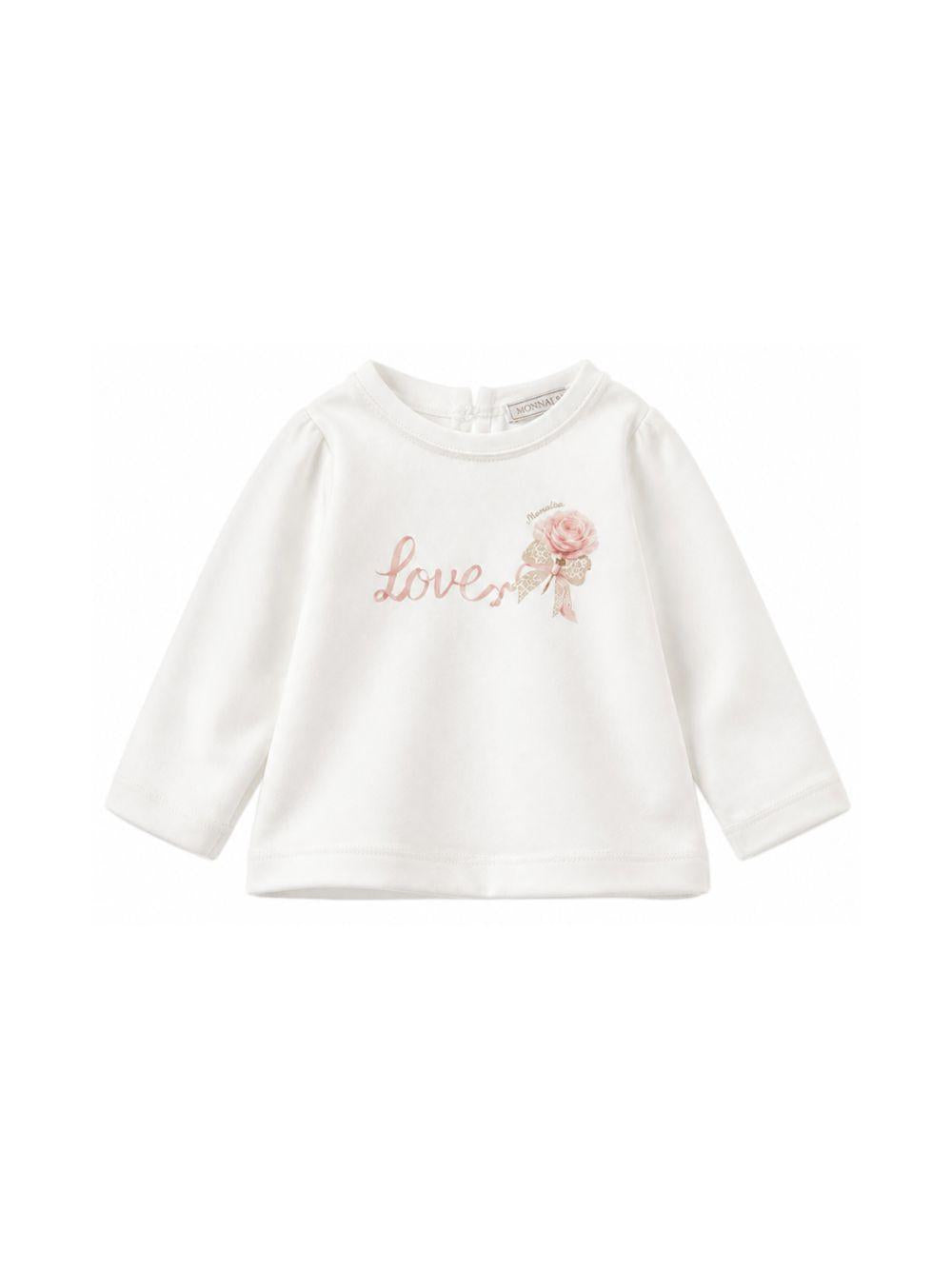 T-shirt per neonata Monnalisa Kids bianca con stampa scritta "love" sul davanti 39H604 8002 0001 MONNALISA KIDS 