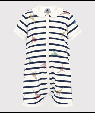 Tutina per neonati Petit Bateau bianco con fantasia grafica all-over A0DE7 01 PETIT BATEAU 