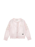 Cardigan per bambina Monnalisa Kids rosa con orlo smerlato 37H800 8060 0091 MONNALISA KIDS 