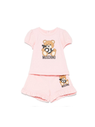 Set di pantaloncini Teddy Bear per neonata Moschino Kids rosa con scollo rotondo MAG01OLBA00 50209 MOSCHINO KIDS 