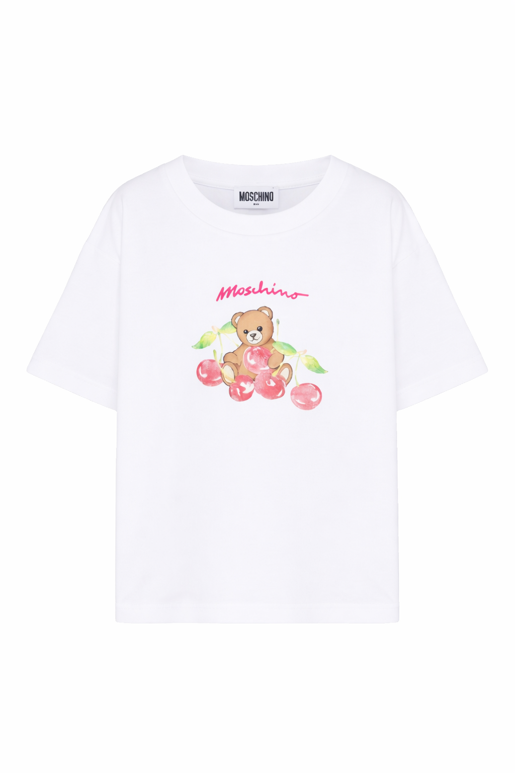 T-shirt per bambina Moschino Kids bianca con stampa Teddy Bear HDM075LAA02 10101 MOSCHINO KIDS 